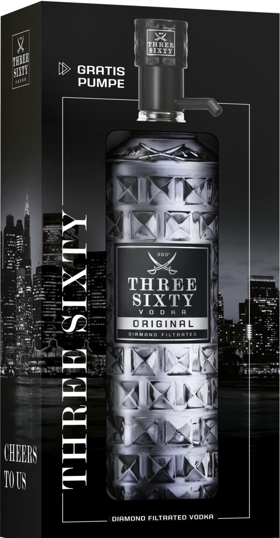 Three Sixty Three Sixty Vodka 3 L 37,5%Vol. Geschenk-Onpack Mit Pumpe | Geschenkideen