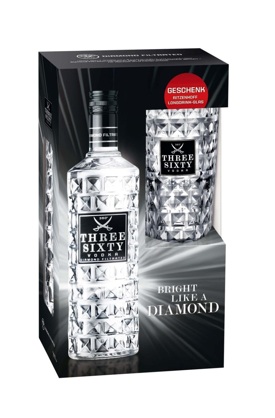 Three Sixty Three Sixty Vodka 0,7L 37,5% Vol. Mit Gratis Longdrinkglas | Geschenkideen