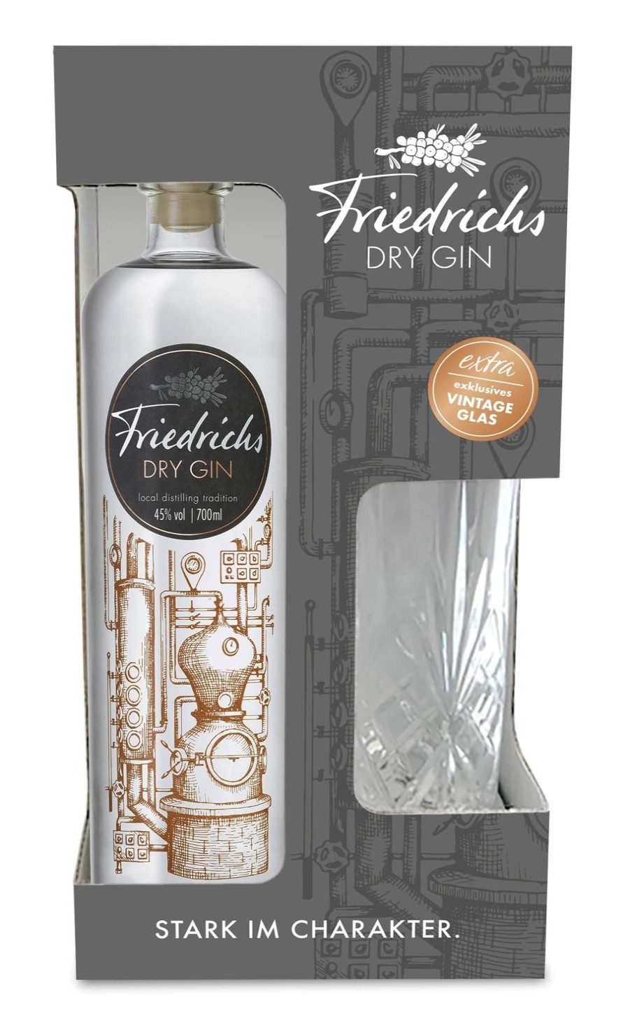 Friedrichs Dry Gin Friedrichs Dry Gin 0,7L 45% Vol. Onpack Mit Glas | Geschenkideen