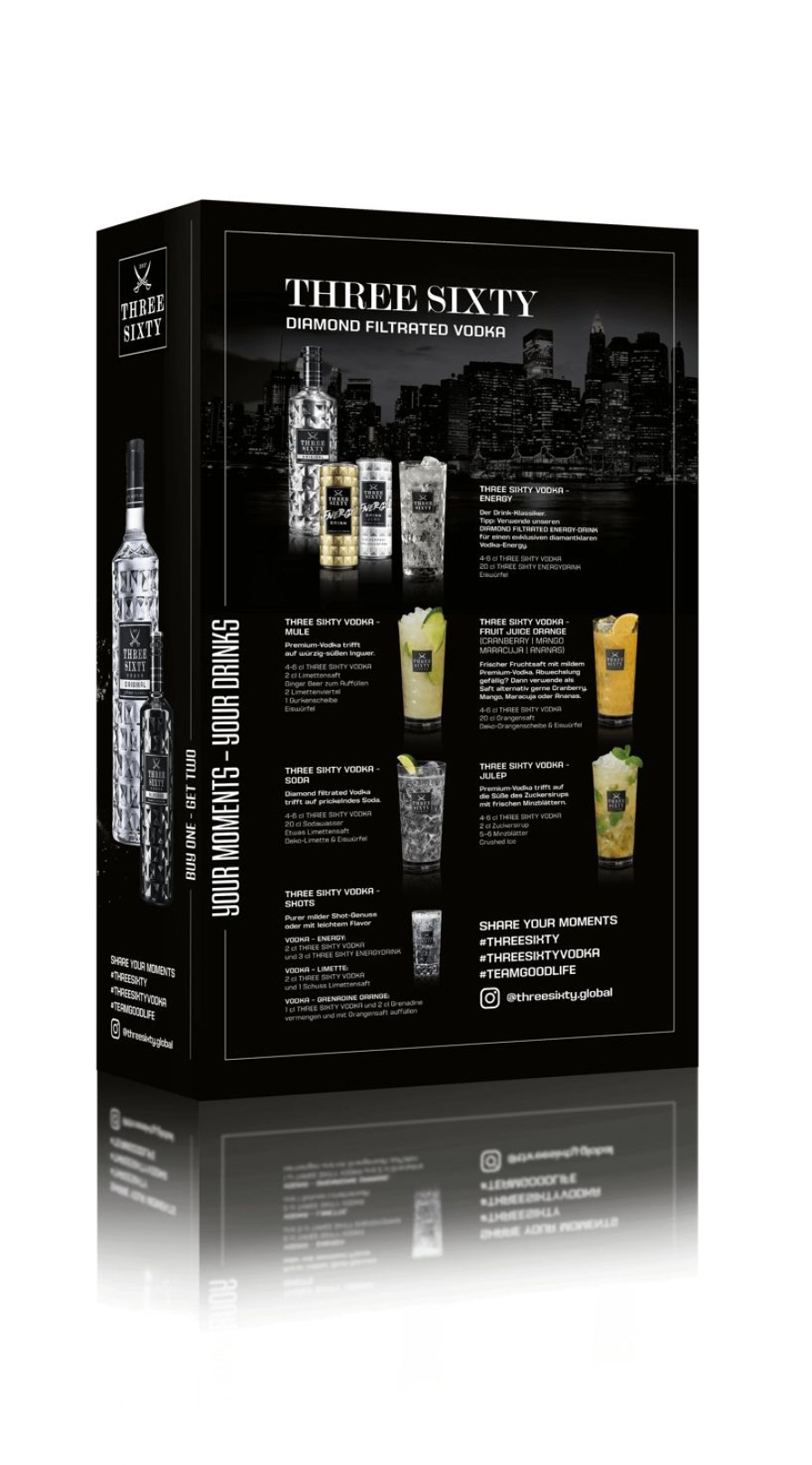 Three Sixty Three Sixty Vodka 3 L 37,5%Vol + 1X Flasche Three Sixty Black 42 0,5 L 42,0%Vol Gratis | Geschenkideen