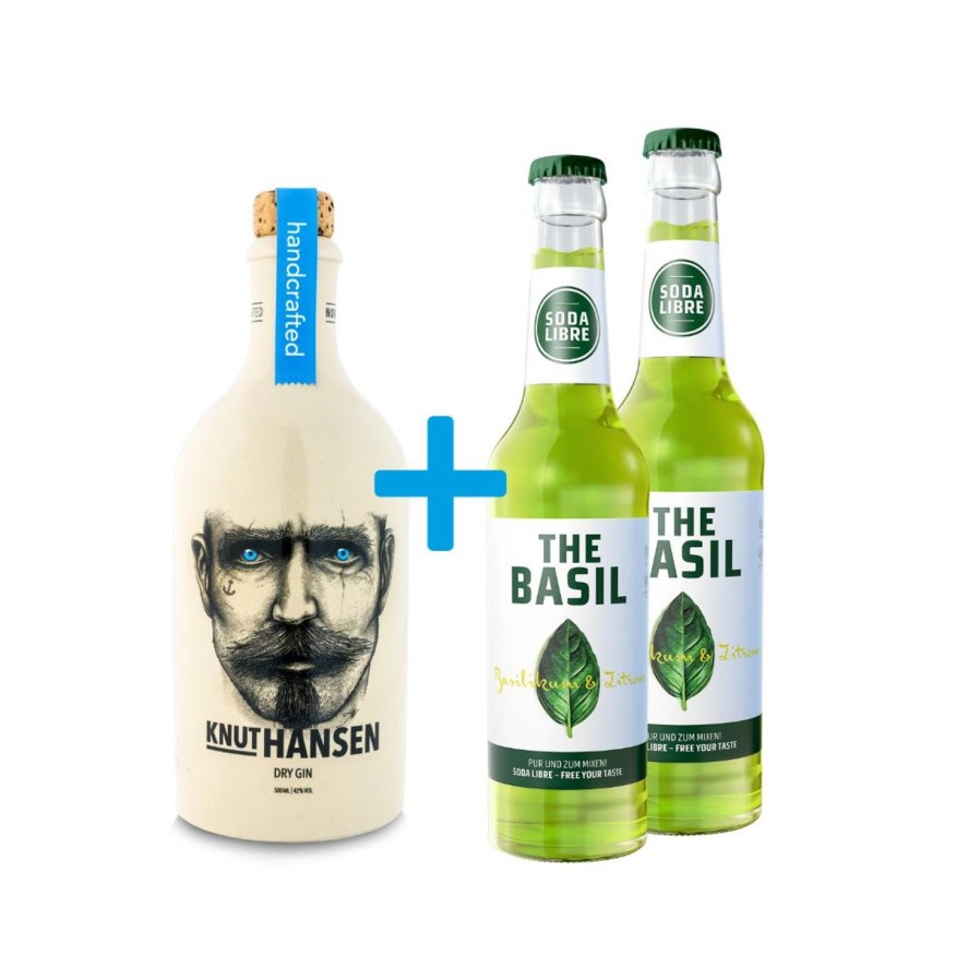 Knut Hansen Knut Hansen Dry Gin 0,5L 42% + 2X Soda Libre The Basil 0,33L | Geschenkideen